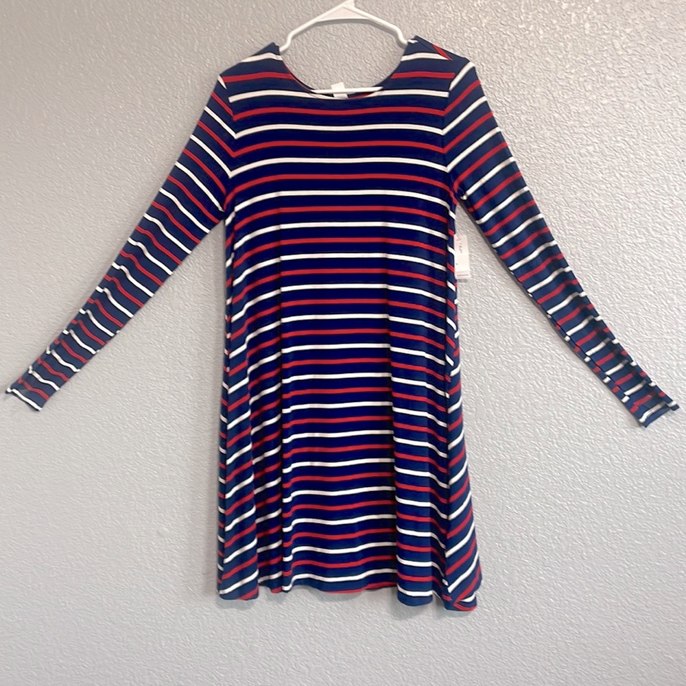 NEVER WORN WITH TAGS Old Navy long sleeve dress. Navy, red, and white